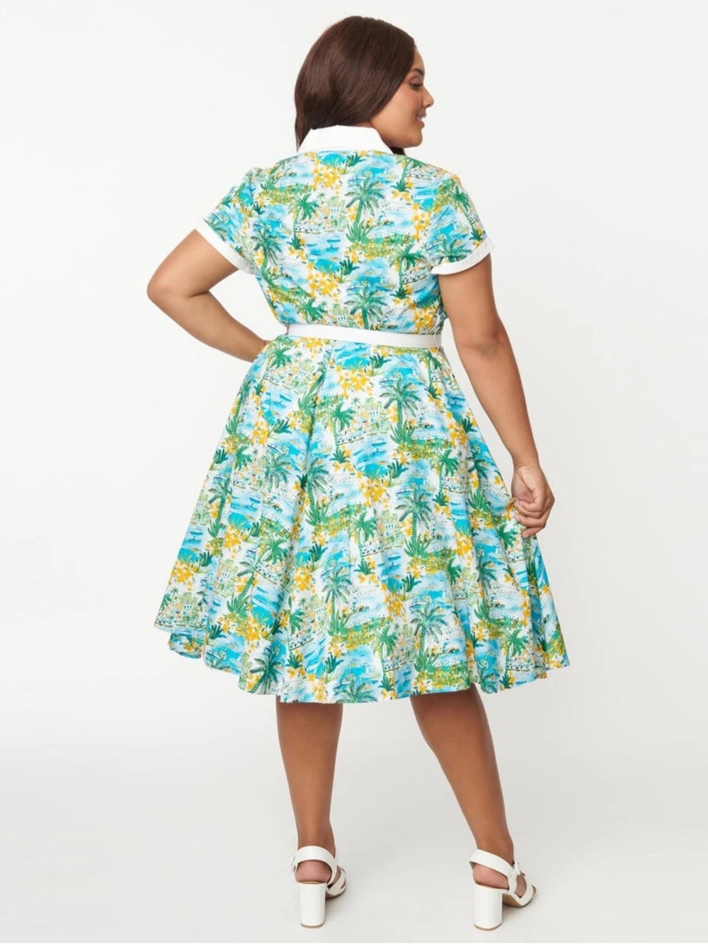 NWT Unique Vintage Alexis Seaside Village Shirtwaist Cotton Dress Size Large - Picture 7 of 8